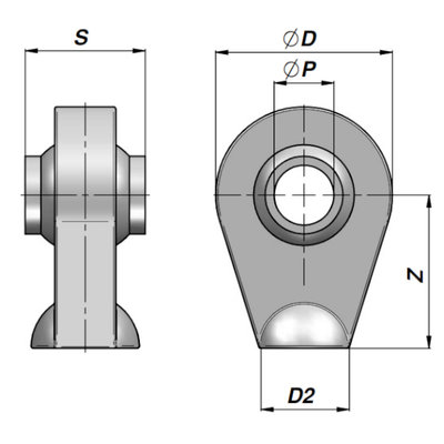 HM1 topstangoog met binnendiameter 35 mm voor cilinder met stang Ø50 mm, breedte 35 mm
