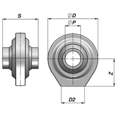 HM1 topstangoog met binnendiameter 19 mm voor cilinder met boring Ø32 en 40 mm, breedte 44 mm
