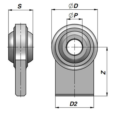 HM1 topstangoog met binnendiameter 22,1 mm voor cilinder met boring Ø50 mm, breedte 35 mm