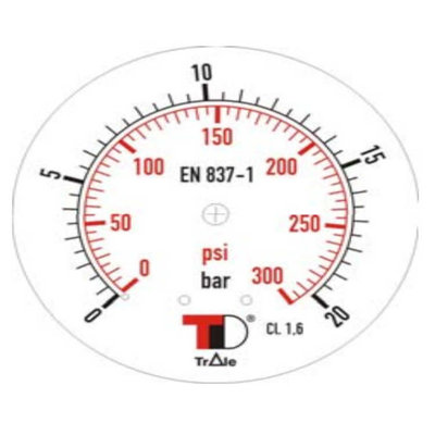 Manometer met achter aansluiting 63 mm, inbouw, gevuld met glycerine, 1/4