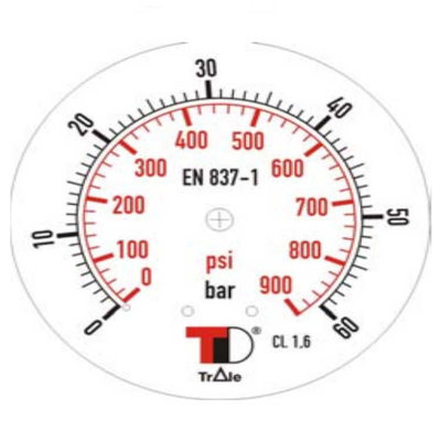 Manometer met achter aansluiting 63 mm, inbouw, gevuld met glycerine, 1/4