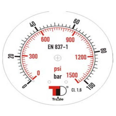 Manometer met achter aansluiting 63 mm, inbouw, gevuld met glycerine, 1/4