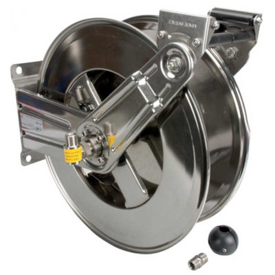 Wand slanghaspel, 200 bar, RVS