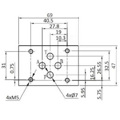 NG6 230V Cetop 4/3 stuurventiel met handbediening, PT verbonden AB gesloten
