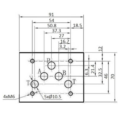 NG10 12V Cetop Elektrisch 4/2 stuurventiel, PA verbonden, BT verbonden