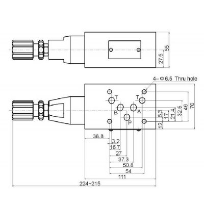 NG10 Hydraulisch overdruk tussenventiel in P 0-100 bar