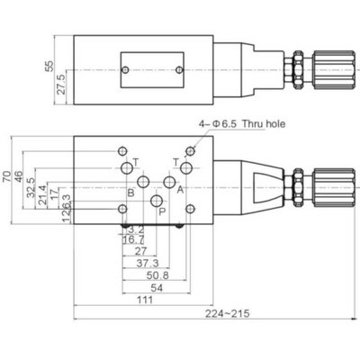 NG10 Hydraulisch overdruk tussenventiel in A 5-100 bar