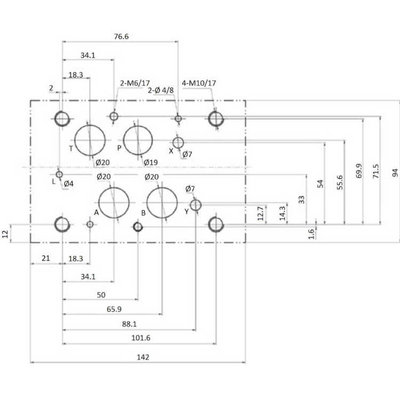 NG16 12V Cetop Elektrisch 4/3 stuurventiel, ABT Verbonden P Gesloten