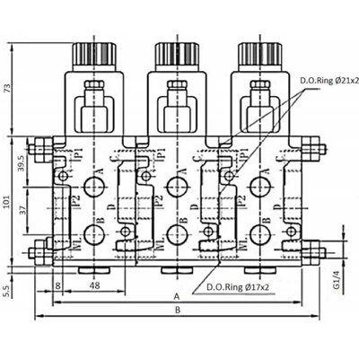 Koppelbaar 6/2 keuzeventiel 50 L/min 24V