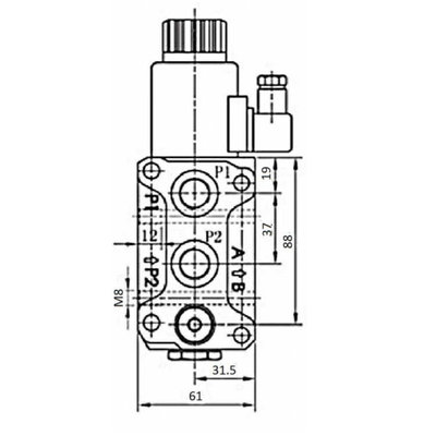Koppelbaar 6/2 keuzeventiel 50 L/min 24V