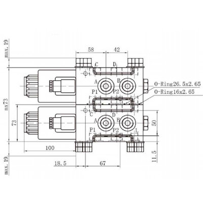 Koppelbaar 6/2 keuzeventiel 80 L/min 12V
