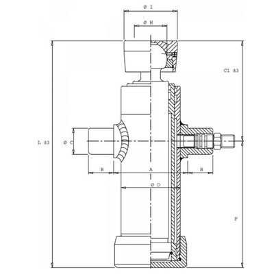 4 traps Telescoopcilinder, Ø61-107mm, slag 1050mm, 180 bar met kogel