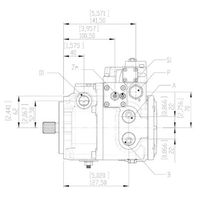 Gesloten Plunjerpomp - Verstelling hydraulisch proportioneel met terugkoppeling 21L/min