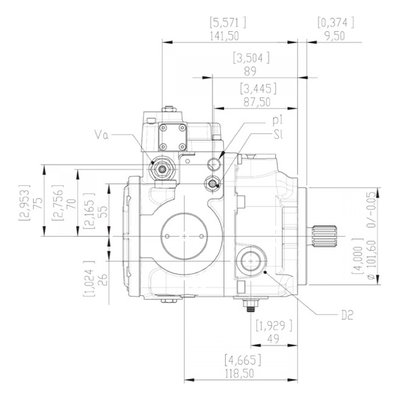 Gesloten Plunjerpomp - Verstelling hydraulisch proportioneel met terugkoppeling 21L/min