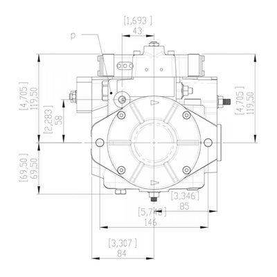 Gesloten Plunjerpomp - Verstelling hydraulisch proportioneel met terugkoppeling 21L/min