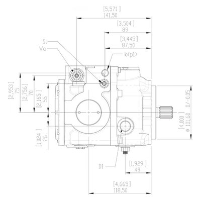 Gesloten Plunjerpomp - Verstelling hydraulisch proportioneel zonder terugkoppeling 21L/min