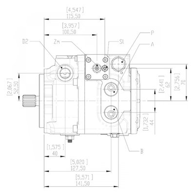 Gesloten Plunjerpomp - Verstelling hydraulisch proportioneel zonder terugkoppeling 21L/min