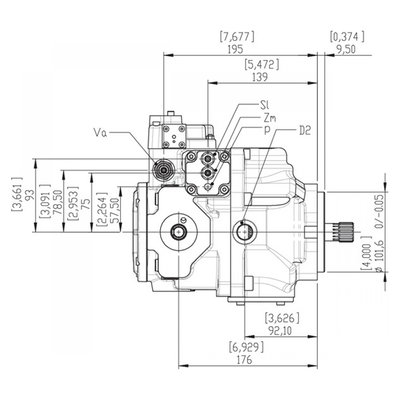 Gesloten Plunjerpomp - Verstelling hydraulisch proportioneel met terugkoppeling 46L/min