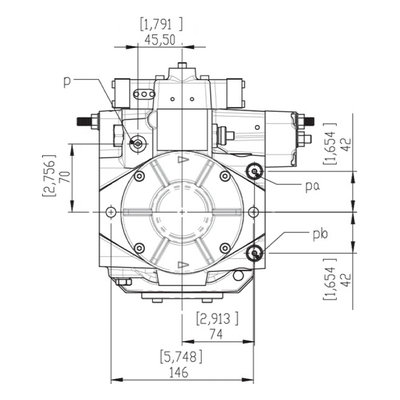 Gesloten Plunjerpomp - Verstelling hydraulisch proportioneel met terugkoppeling 46L/min