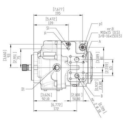 Gesloten Plunjerpomp - Verstelling hydraulisch proportioneel zonder terugkoppeling 46L/min
