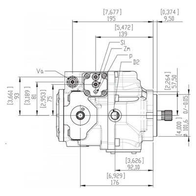 Gesloten Plunjerpomp - Verstelling hydraulisch proportioneel zonder terugkoppeling 46L/min