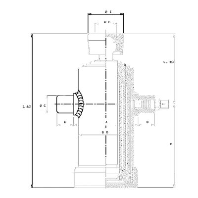6 traps telescoopcilinder, Ø68-165mm, slag 2225mm, 180 bar met oog