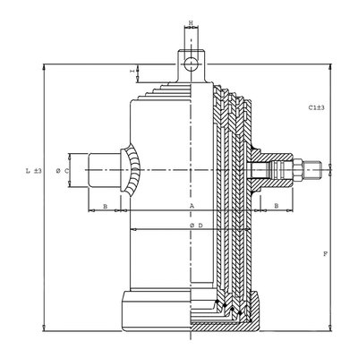 5 traps telescoopcilinder, ¯46-107mm, slag 690mm, 180 bar met oog