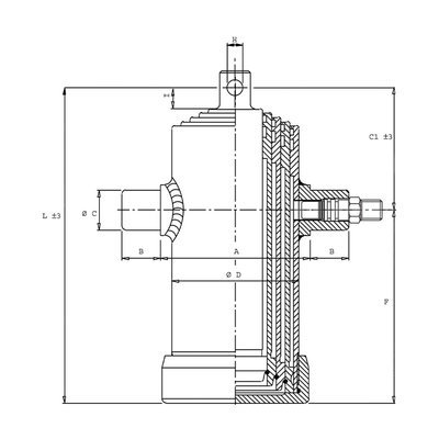4 traps telescoopcilinder, ¯61-107mm, slag 830mm, 180 bar met oog