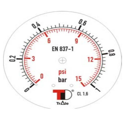 Manometer met achter aansluiting 100 mm, inbouw, gevuld met glycerine, 1/2
