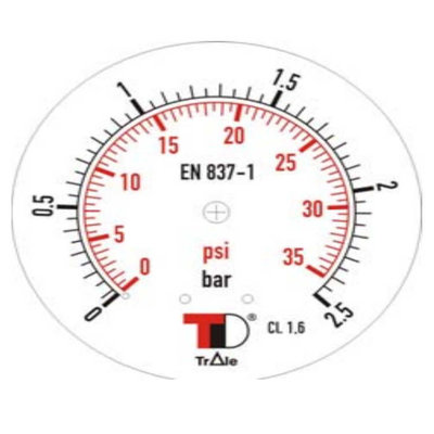 Manometer met achter aansluiting 100 mm, inbouw, gevuld met glycerine, 1/2