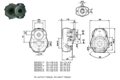 Tandwielkast standaard koppel 10 kW ratio 1:2 voor motor SAE-flens en 25mm as