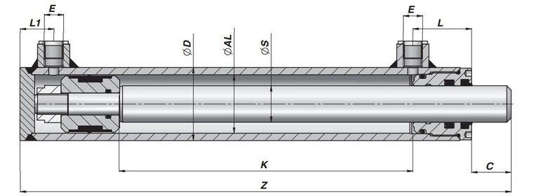 Dubbelwerkende cilinder 32x20x200 zonder bevestiging